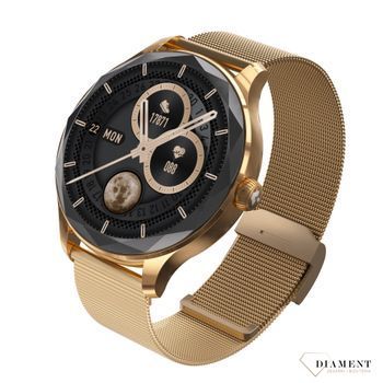 Smartwatch damski Garett Viva złoty stalowy gratis pasek Damski Smartwatch Garett. Smartwatch Garett damski na bransolecie. Smartwatch damski w srebrnym kolorze. Damski Smartwatch Garett na prezent.1.jpg